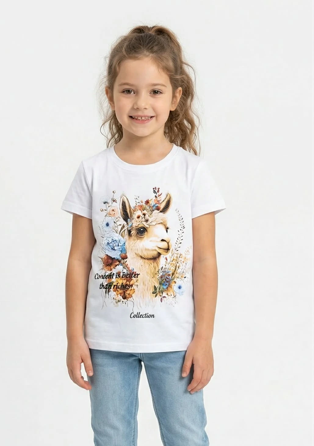 Dievčenské tričko Lama Veľkosť: 122/128