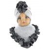 Dievčenský set turban so šatkou sivá 0,5-2.5 roka