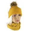 Dámsky komplet čiapka hrubá a nekonečný šál horčicová