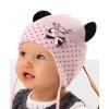 AJS baby čiapka prechodná ružová s uškami veľ 44-46