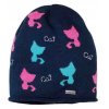 AJS čiapka prechodná tmavomodrá s mačičkami