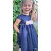 La Dora dievčenske šaty tmavomodré s kvietkami a čelenkou