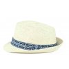 Art of Polo chlapčenský klobúk krémový s modrou stuhou