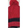 Zateplený komplet čiapka a šál tunelový červeno čierny s brmbolcom
