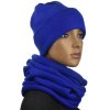 Dámsky komplet čiapka bez brmbolca a tunelový šál modrá 004