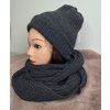 damsky komplet ciapka a sal tmavo sivy 1