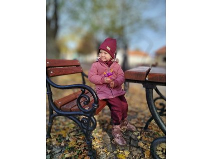 Softshellové nohavice s barančekom vínové