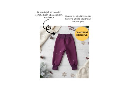 Softshellové nohavice s barančekom vínové
