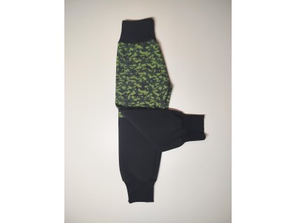 Softshellové nohavice s fleecom zelenočierne 104/110