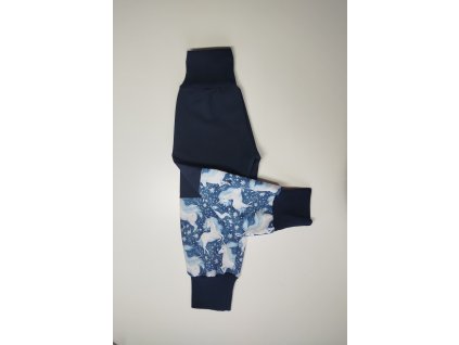 Softshellové nohavice s fleecom jednorožec modrý