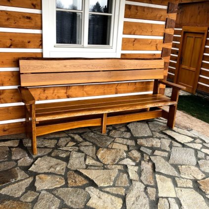 Gartenbank mit Armlehnen - rustikal