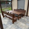 Garten Eiche Set Tisch, 2x Bank mit Rückenlehne3