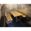 Garten Eiche Set Tisch, 2x Bank mit Rückenlehne5