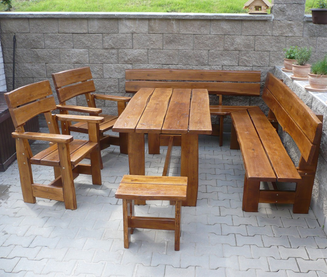 Rohový zahradní nábytek v odstínu palisander