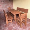 Zahradní dubová sestava stůl, 2x lavice s opěradlem, 2x židle (rustikální provedení)