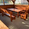 Zahradní dubová sestava stůl, 2x lavice s opěradlem, 2x židle (rustikální provedení)