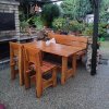 Zahradní dubová sestava stůl, 1x lavice s opěradlem, 2x židle (rustikální provedení)