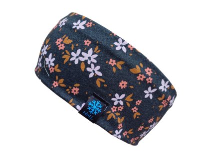 Bavlněná čelenka No.24 - tmavé kvítky