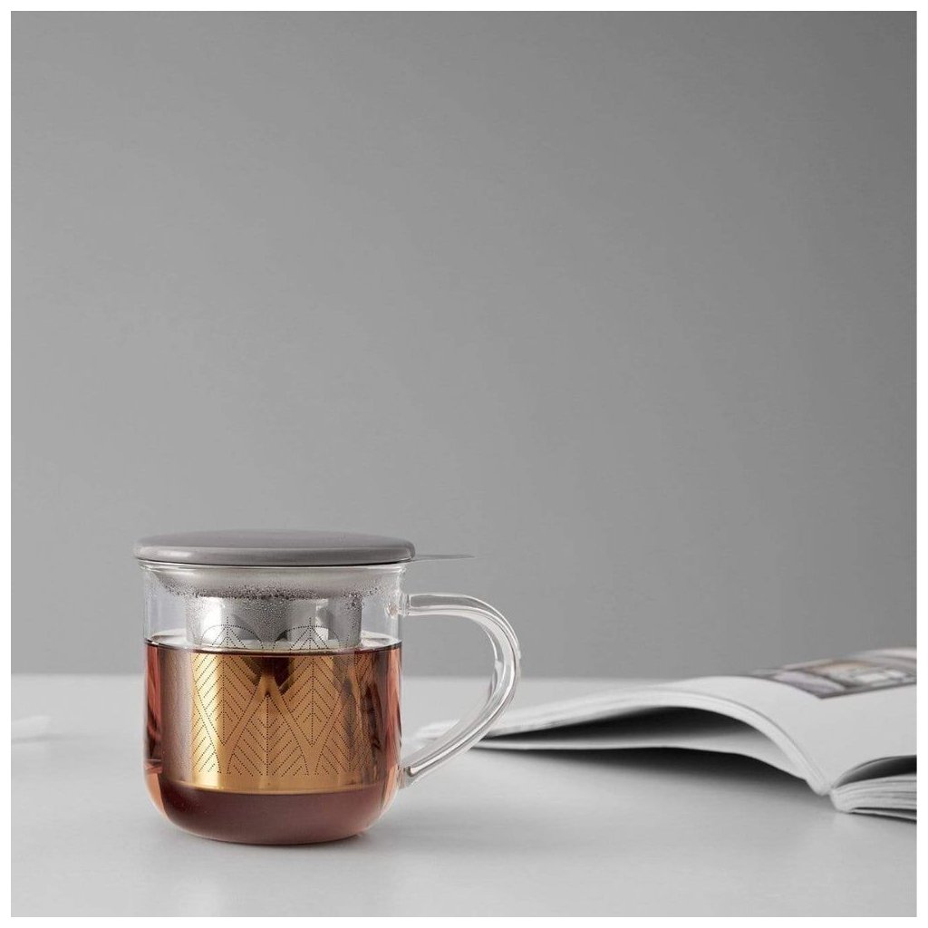 Glastasse mit Teesieb MINIMA EVA 400 ml, Wollgrau, Viva Scandinavia