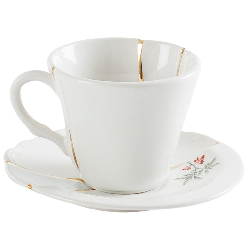 Kaffeetasse mit Untertasse KINTSUGI 3, weiß, Seletti