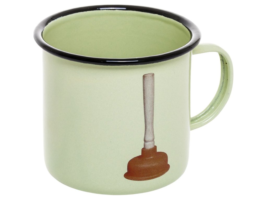 Becher TOILETPAPER PLUNGER 10 cm, grün, Emaille, Seletti