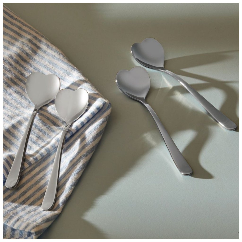 Teelöffel BIG LOVE, 4er-Set, 14 cm, silber, Alessi
