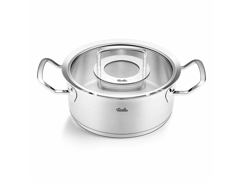 Kochtopf niedrig ORIGINAL PROFI 20 cm, silber, Edelstahl, Fissler