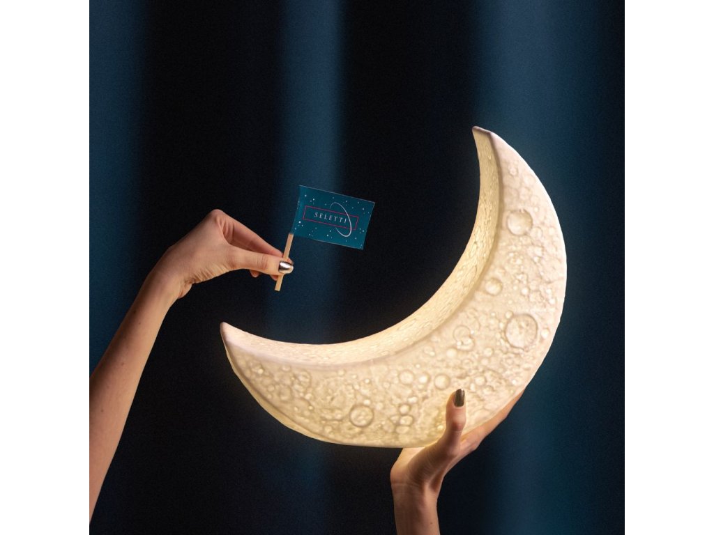 Tischlampe MY TINY MOON 37 cm, weiß, Porzellan, Seletti