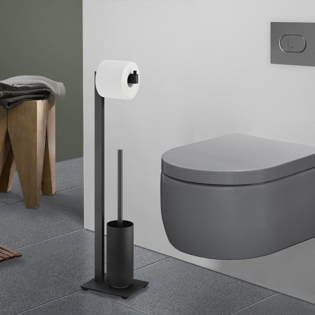 Toilettenbutler LINEA 72 cm, schwarz, Edelstahl, Zack