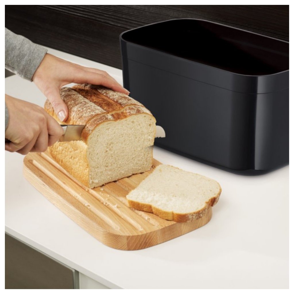 Brotkasten mit Schneidebrett BAMBOO 81103 35 x 22 cm, schwarz, Kunststoff, Joseph Joseph