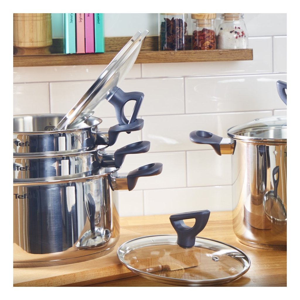 Kochtopfset DAILY COOK G712SA55, 10-teilig, silber, Edelstahl, Tefal