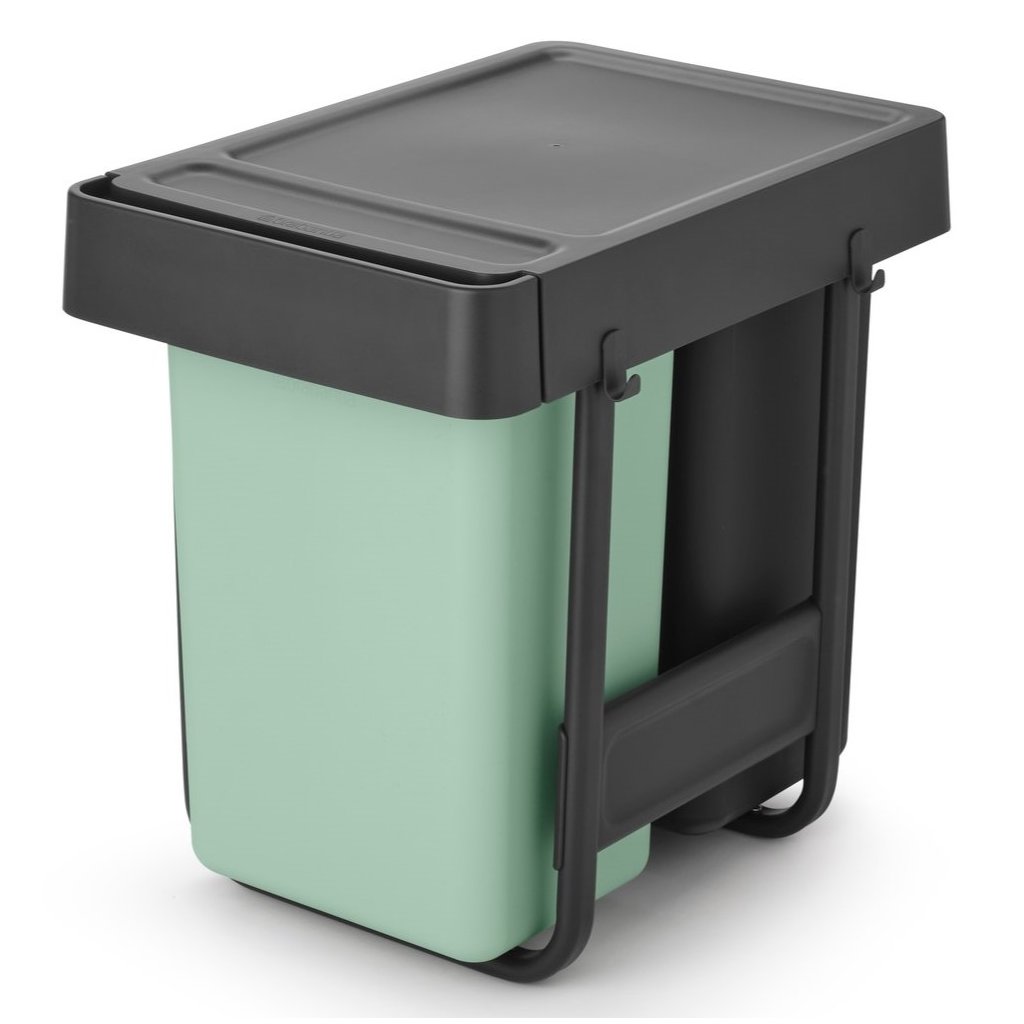 Einbaumülleimer SORT & GO 2x 15 l, dunkelgrau / jade green, Kunststoff, Brabantia