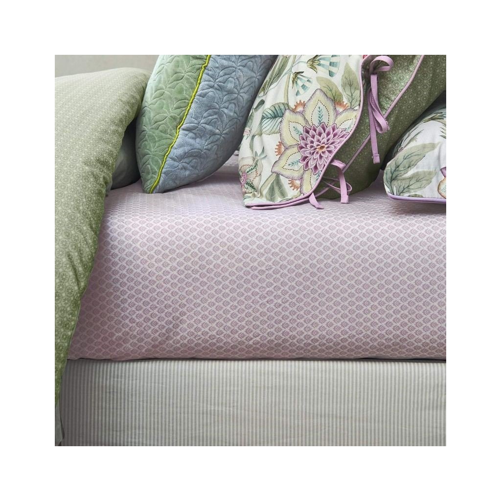 Spannbettlaken Doppelbett THOUSAND LEAVES 180 x 200 cm, lila, Baumwollperkal, Pip Studio