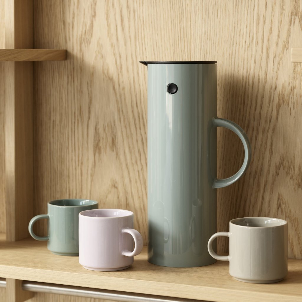 Kaffeetasse 200 ml, 2er-Set, hellgrau, Steingut, Stelton