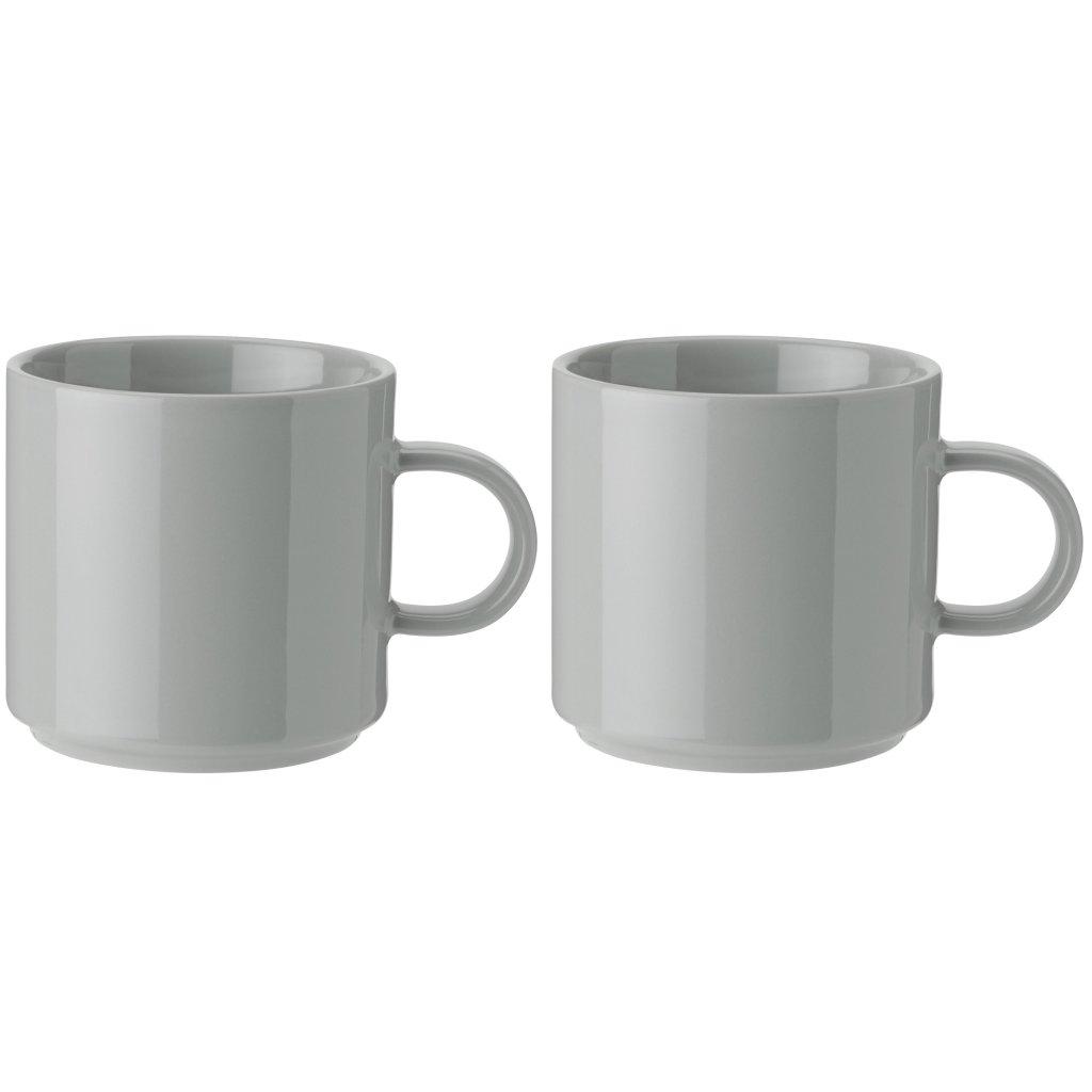 Kaffeetasse 200 ml, 2er-Set, hellgrau, Steingut, Stelton