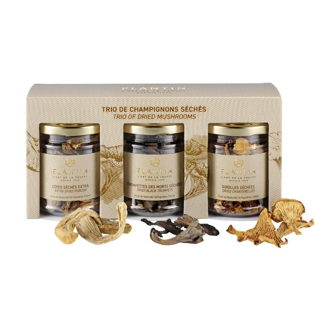 Getrocknete Pilze, set à 3 st, Steinpilze & Füllhorn & Pfifferlinge, PLANTIN