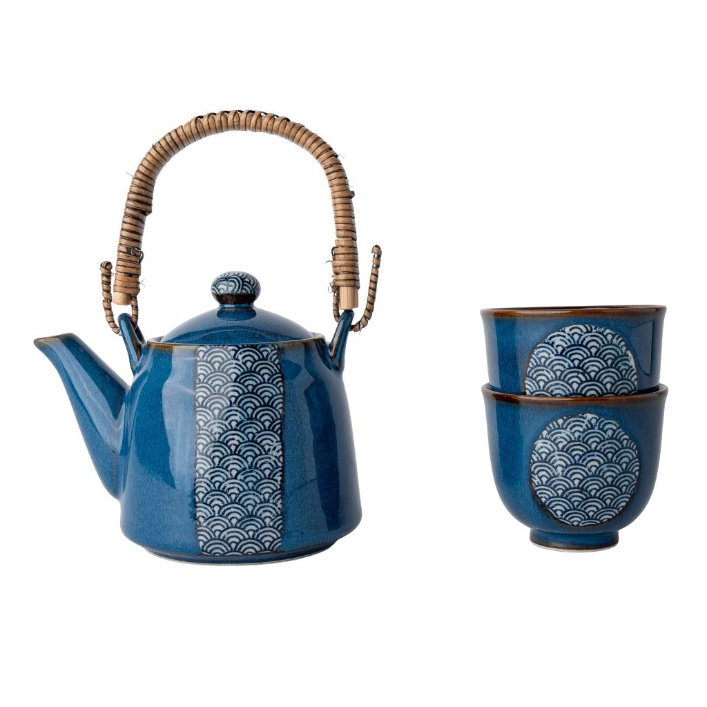 Tee-Set BLUE WAVE, set à 3 st, blau, keramik, MIJ