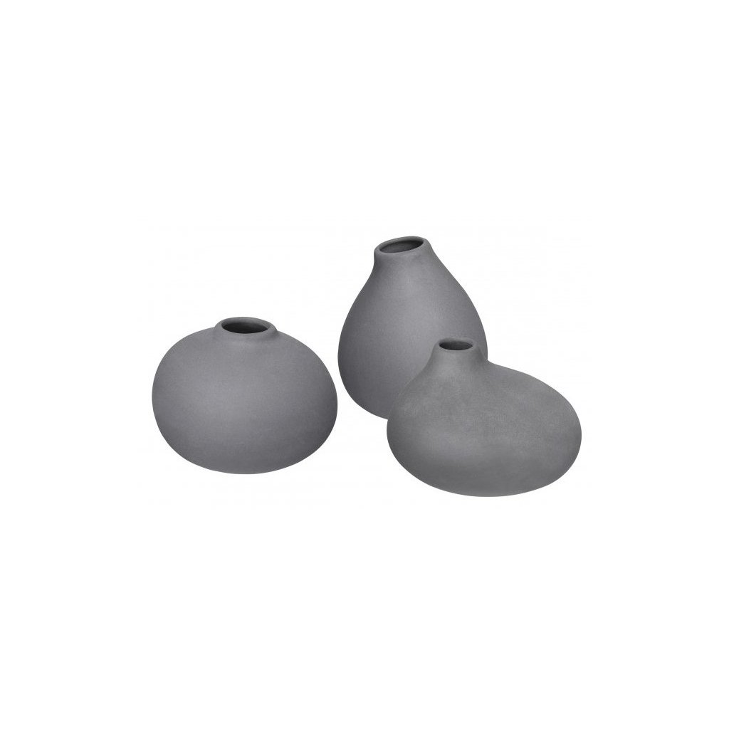 Vase NONA, 3er-Set, dunkelgrau, Blomus