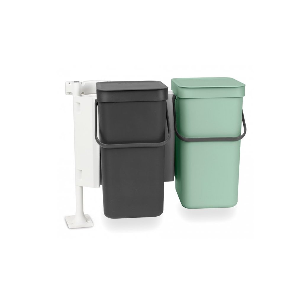 Einbaumülleimer SORT & GO 2 x 12 l, grau/grün, Brabantia