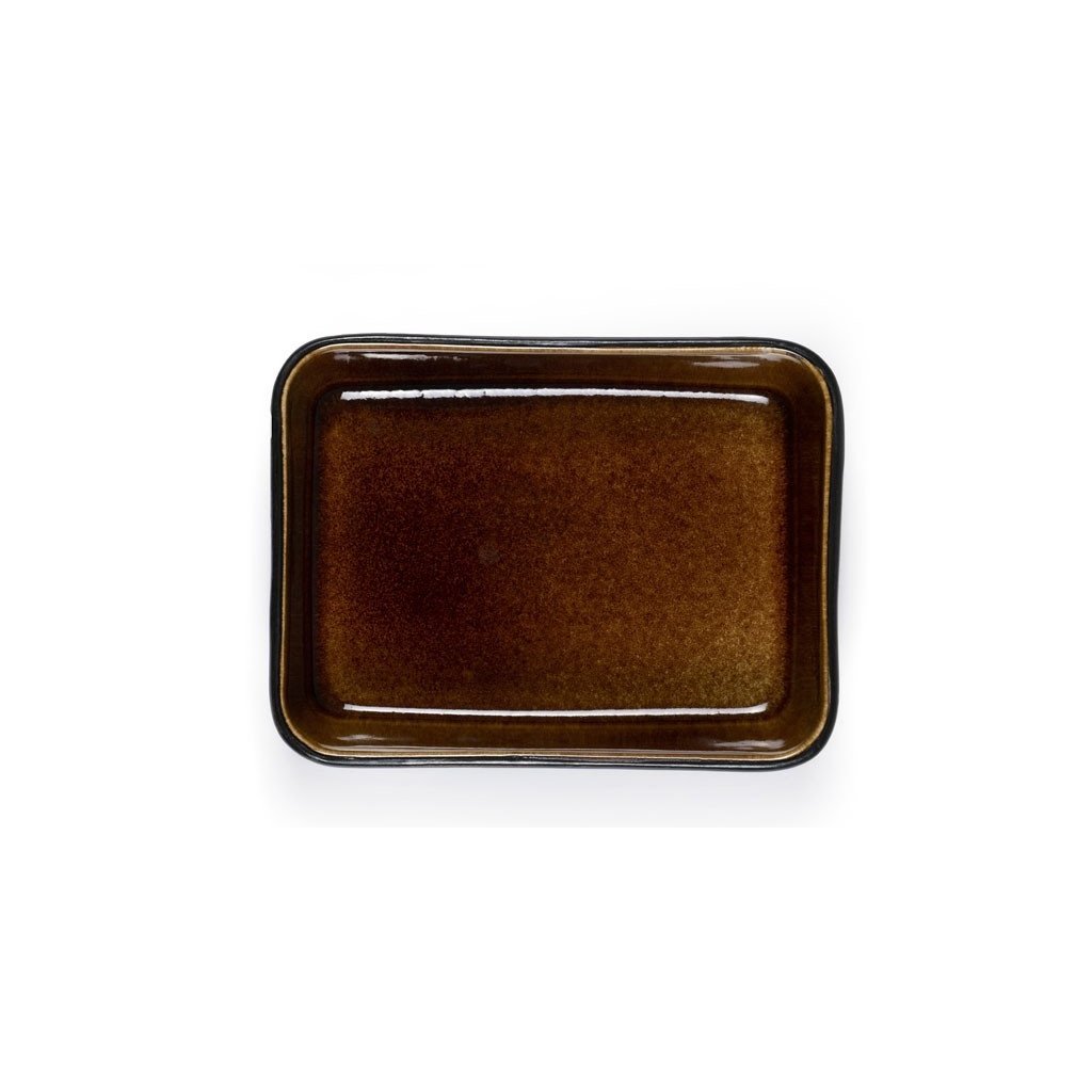 Auflaufform 19 x 14 cm, Schwarz/Bernstein, Steinzeug, Bitz