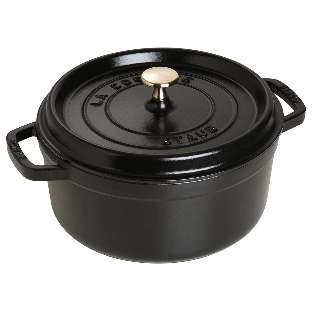 Cocotte 24 cm, schwarz, Gusseisen, Staub