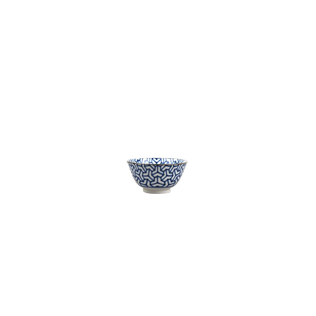 Servierschale INDIGO IKAT HERRINGBONE 13 cm, 350 ml, MIJ
