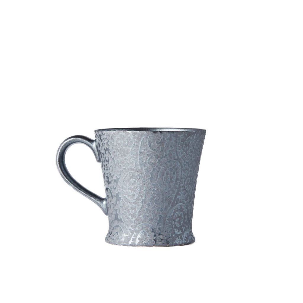 Tasse BLACK SCROLL 200 ml, silber, keramik, MIJ