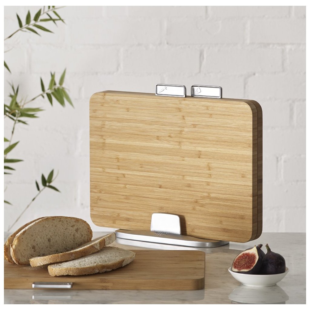 Schneidebrett Set INDEX BAMBOO 35 x 29 cm, mit Ständer, Bambus, Joseph Joseph