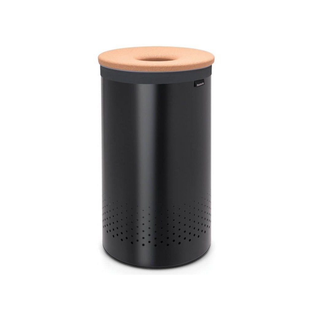 Wäschekorb 60 l, mit Korkdeckel, schwarz, Brabantia