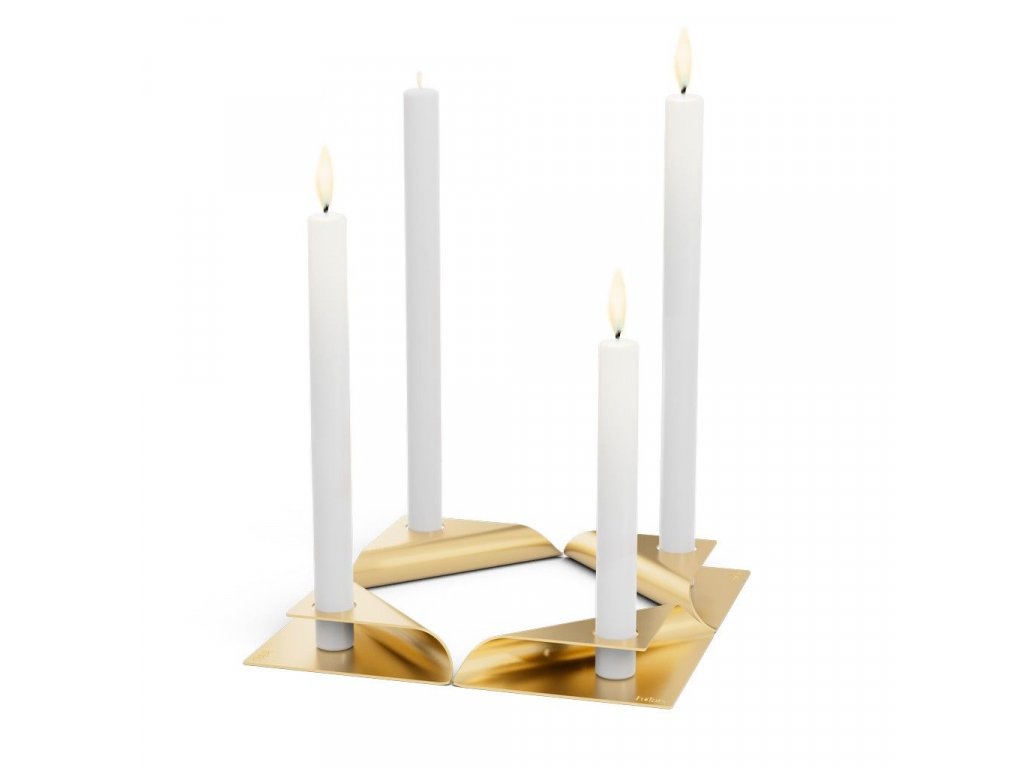 Stabkerzenhalter SQUARE CANDLE, 4er-Set, gold, Höfats