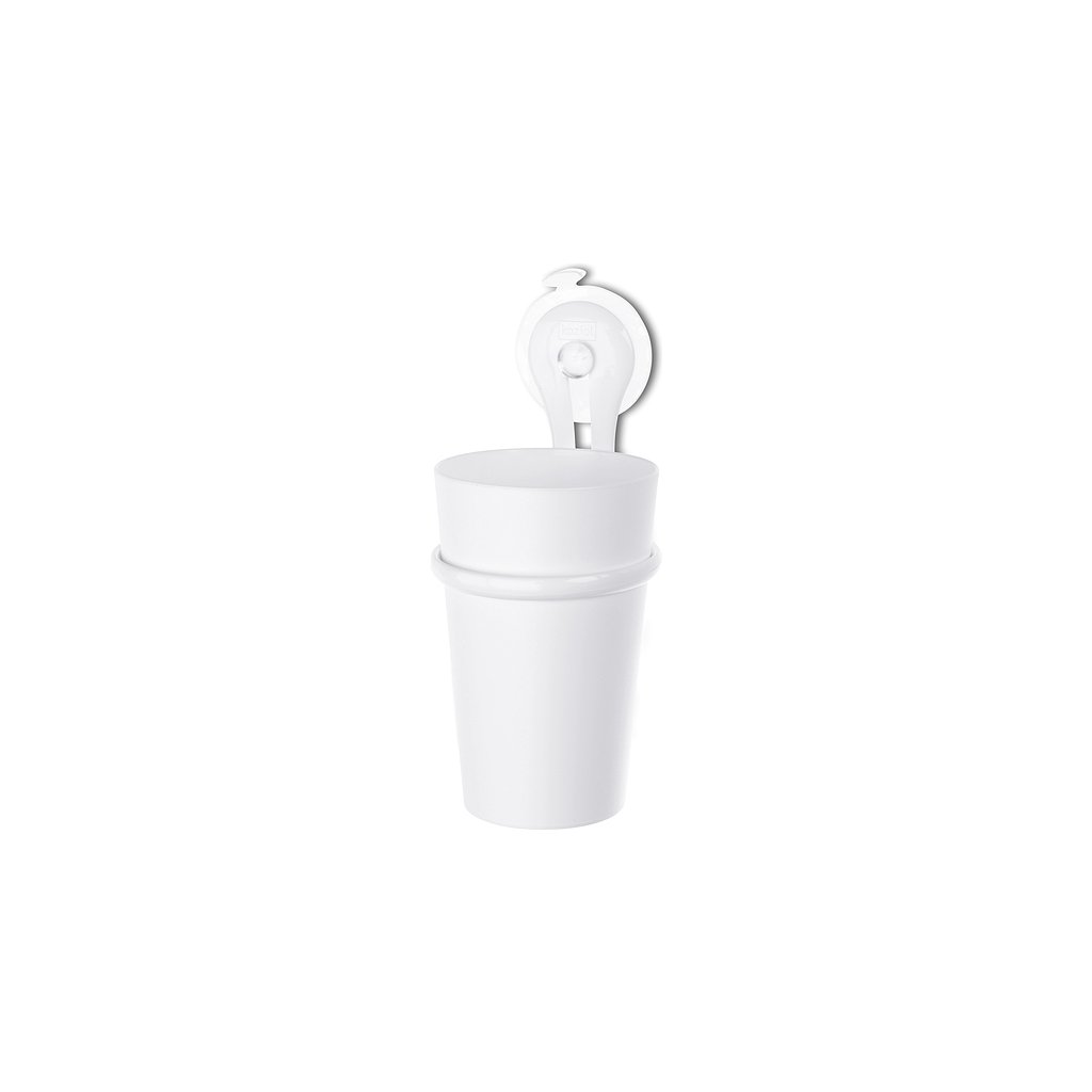 Zahnputzbecher LOOP 300 ml, mit Saugnapf, weiß, Koziol