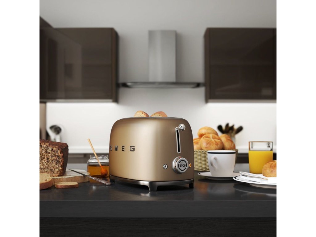 Toaster TSF01CHMEU, 2 Scheiben, mattgold, Smeg