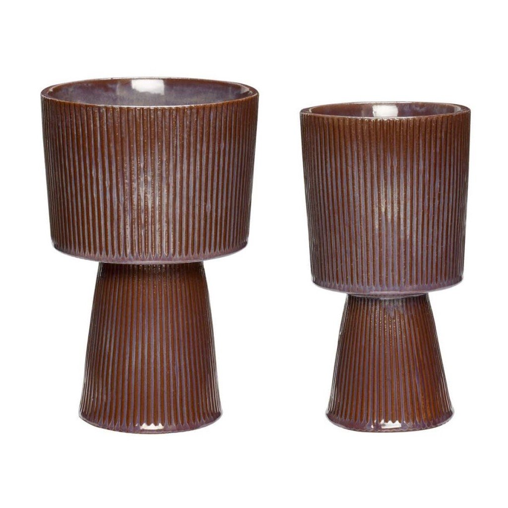 Blumentopf PLINTH, 2er-Set, braun, Keramik, Hübsch