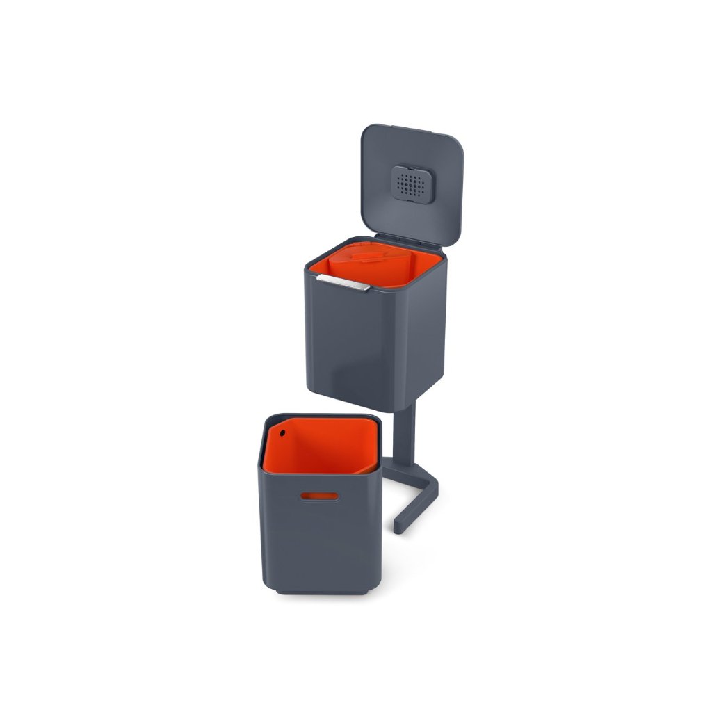 Abfalltrennungs- und Recyclingbehälter TOTEM COMPACT 30065 40 l, Graphit, Joseph Joseph